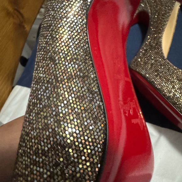 NIB CHRISTIAN LOUBOUTIN DÉCOLLETÉ 554 100 GLITTER REGINA STILETTOS - Picture 5 of 7